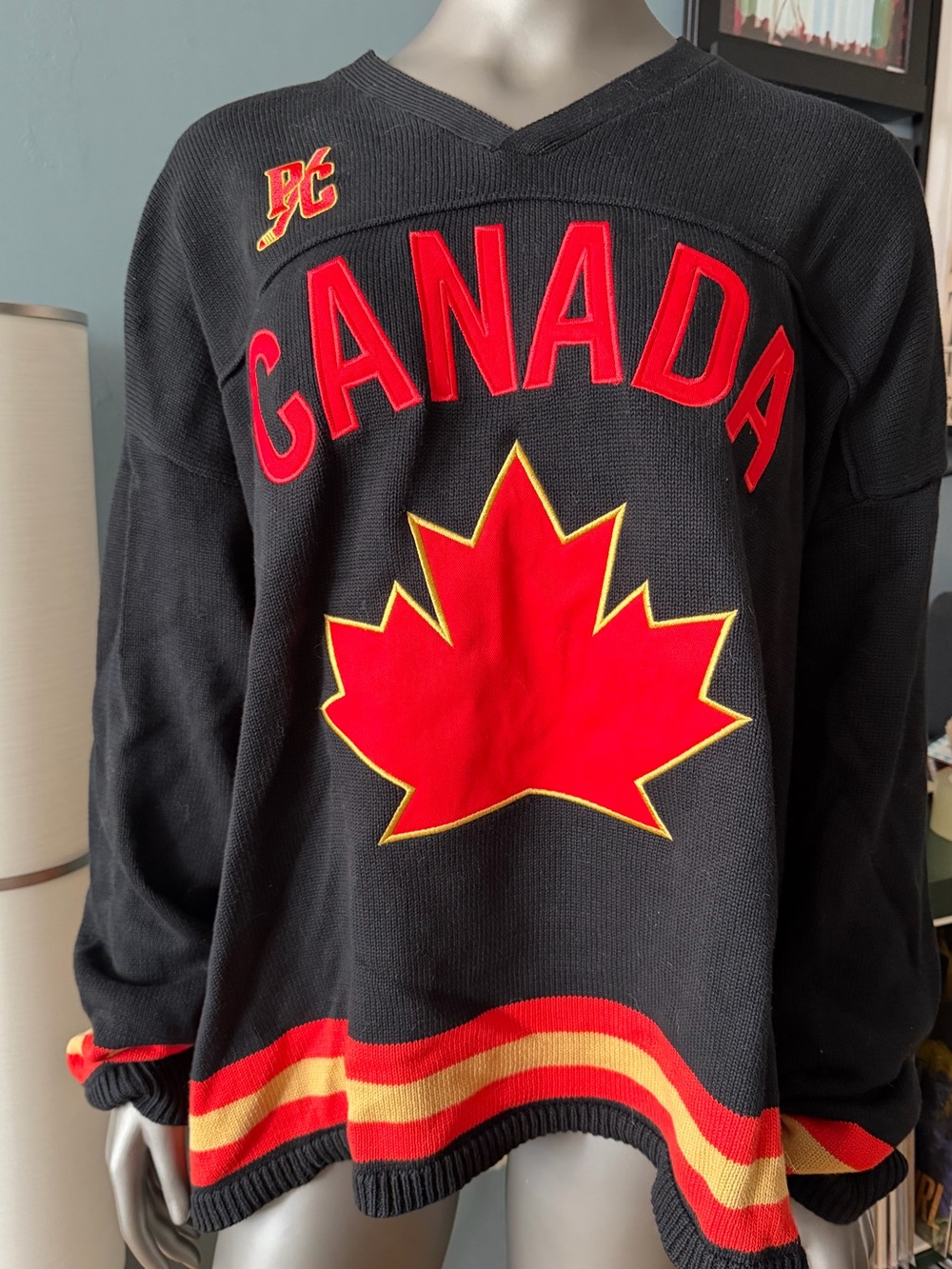 Peace Collective Team Canada Maple Leaf Black Knit Sweater